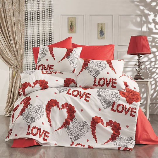 Dimcol Пухено Единично 160x240бр Страст 303 White / Red