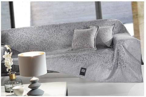Guy Laroche Matis Sofa Throws 2 Seater 2 Sides Chenille 180x250cm Grey
