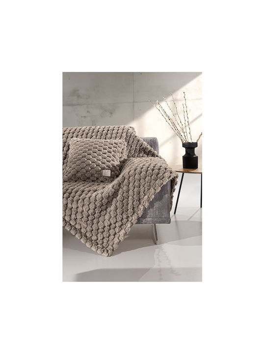 Set Decken & Couchdecken Fell 120×160 & Kissenhülle 42×42 Dekoration Guy Laroche Elixir Taupe
