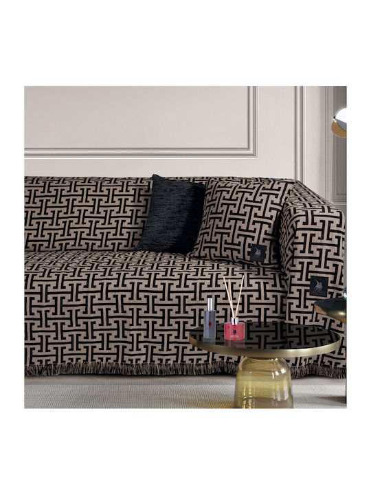 Greenwich Polo Club 3902 Three-Seater Sofa Throw Jacquard 180x300cm Black Beige