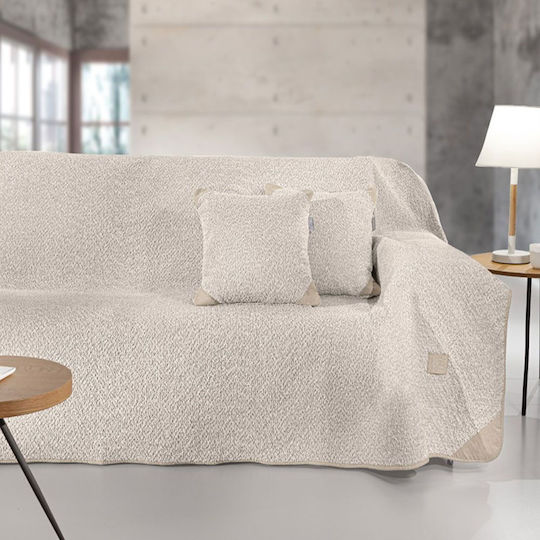 Guy Laroche Lama Ριχτάρι Τριθέσιου Καναπέ Ζακάρ 170x300εκ. Beige