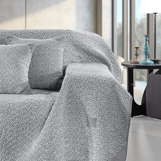 Guy Laroche Lama Ριχτάρι Τριθέσιου Καναπέ Ζακάρ 170x300εκ. Silver