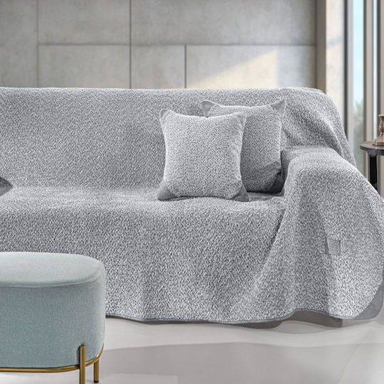 Guy Laroche Lama Ριχτάρι Τριθέσιου Καναπέ Ζακάρ 170x300εκ. Silver