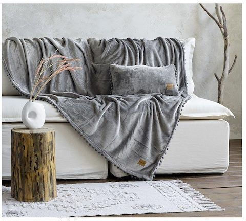 Nima Macia Ριχτάρι Πολυθρόνας Ζακάρ 130x180εκ. Gray 32379
