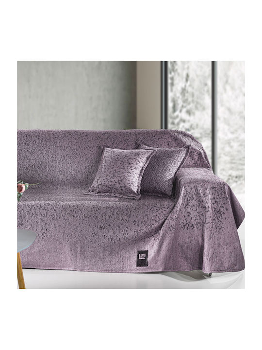 Guy Laroche Matis Sofa Throws 2 Seater 2 Sides Chenille 180x250cm Purple