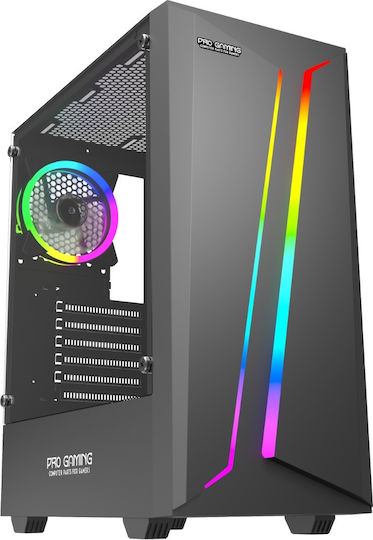 ProGaming Scar V2 Gaming Midi Tower Computer Case with Side Window and RGB Lighting Black