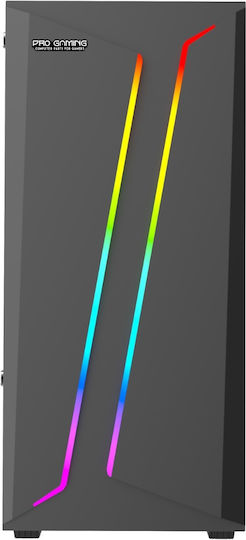 ProGaming Scar V2 Gaming Midi Tower Computer Case with Side Window and RGB Lighting Black