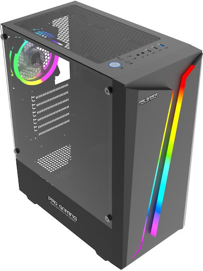 ProGaming Scar V2 Gaming Midi Tower Computer Case with Side Window and RGB Lighting Black