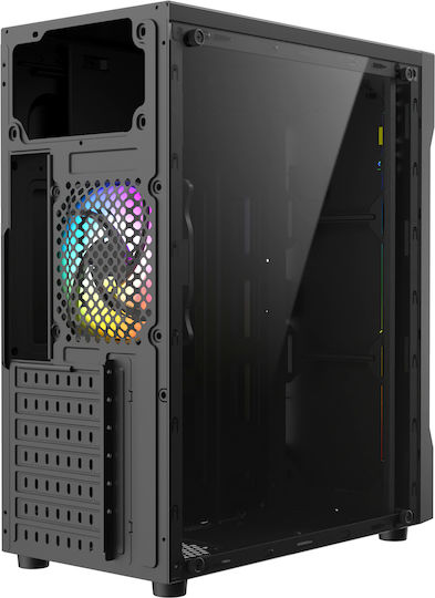 ProGaming Cyber Gaming Midi Tower Computer Case with Side Window and ARGB Lighting Black