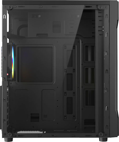 ProGaming Cyber Gaming Midi Tower Computer Case with Side Window and ARGB Lighting Black
