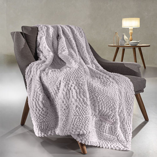 Three-Seater Sofa Fur Throw 170x300 + Fur Decorative Pillowcase Guy Laroche Crusty Melange 170x300