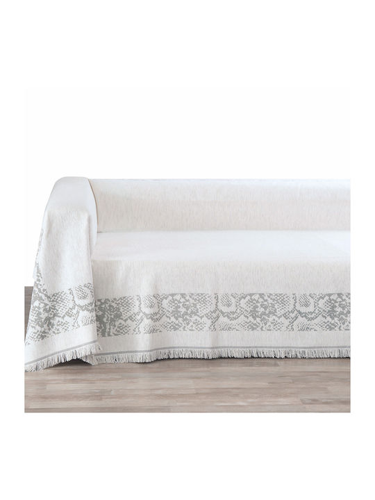 Makis Tselios Home Amazon1 Cuvertură Pentru Canapea 2 Locuri Șenilă 180x250 cm Ecru