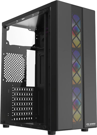 ProGaming JAX Gaming Midi Tower Computer Case with Side Window and ARGB Lighting Black
