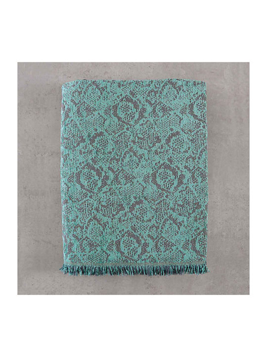 Rythmos Snake Ριχτάρι Τετραθέσιου Καναπέ Chenille 180x330εκ. Πετρόλ