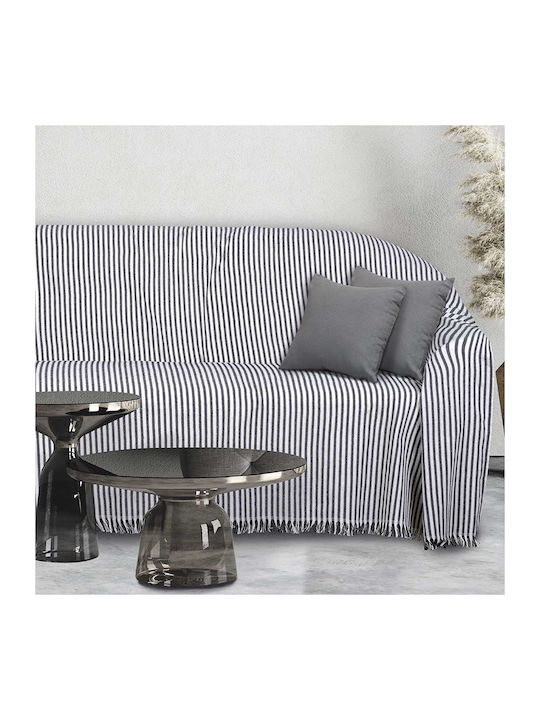 Das Home 0253 Dreisitzer-Sofa Wurf Jacquard 180x300cm Ecru