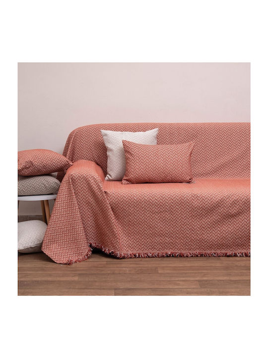 Viopros Three-Seater Sofa Throw Chenille 180x280cm Terra Cotta