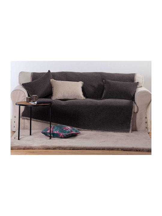 Nef-Nef Homeware New Tanger Three-Seater Sofa Throw 2 Sides Chenille 180x300cm L Grey Ecru