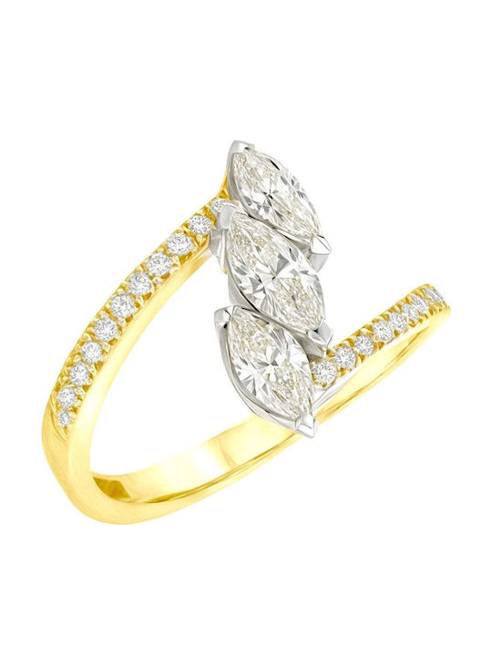 Xryseio Ring with Zircon made of White gold 14K