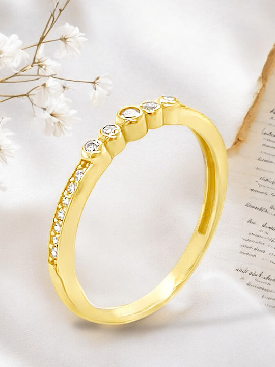 Xryseio Damen Ring Halbring mit Zirkonia aus Gold 14K