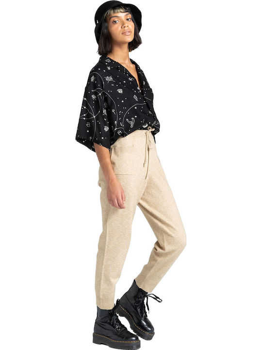Damen Hoch tailliert Stoff Hose in Schlanker Passform Coffee.