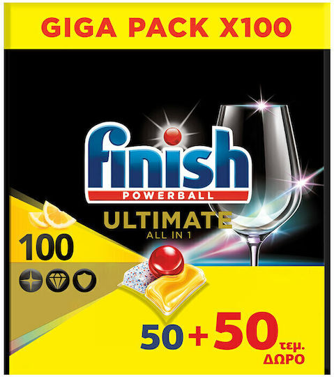 Finish Powerball Ultimate All in One 2x50 Dishwasher Pods Λεμόνι