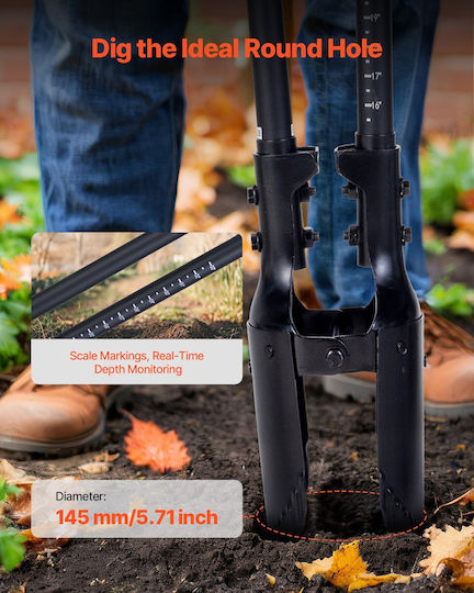 Vevor Pfostenlochgräber mit Fiberglasgriff und Skalenmarkierung 57,5" Lochgräber