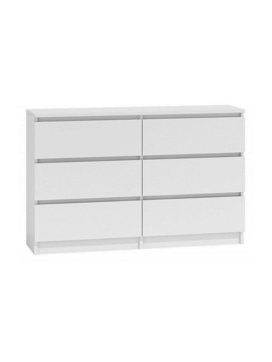 Συρταριέρα Κρεβατοκάμαρας M6 mit 6 Schubladen Weiß 120x30x77cm