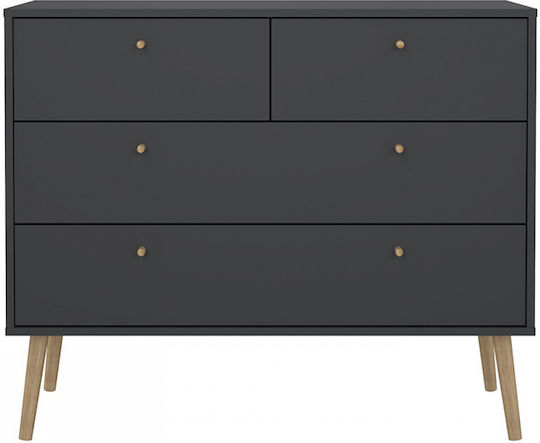 Συρταριέρα Κρεβατοκάμαρας mit 4 Schubladen Grey 98.7x39.1x81.7cm