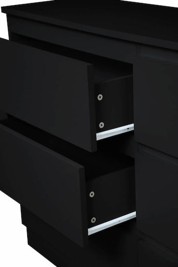 Συρταριέρα Κρεβατοκάμαρας Juniper 6s mit 6 Schubladen Schwarz 138x40x77cm