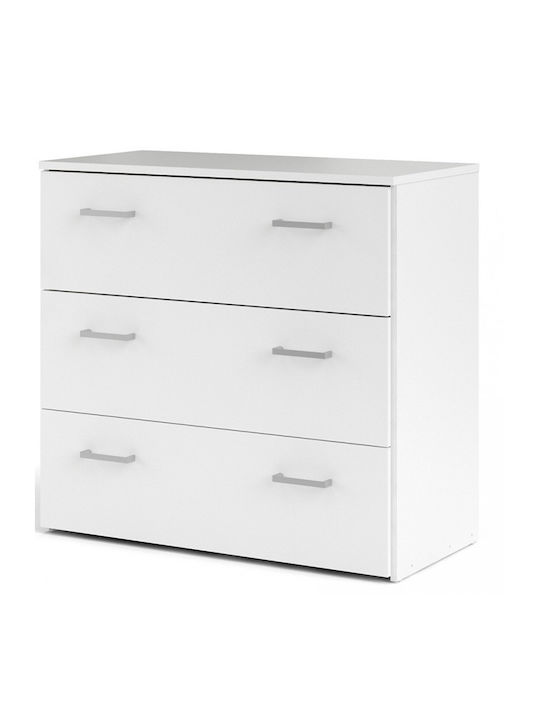 Space Wooden Chest of Drawers with 3 Drawers White 74.1x35.95x69.9cm