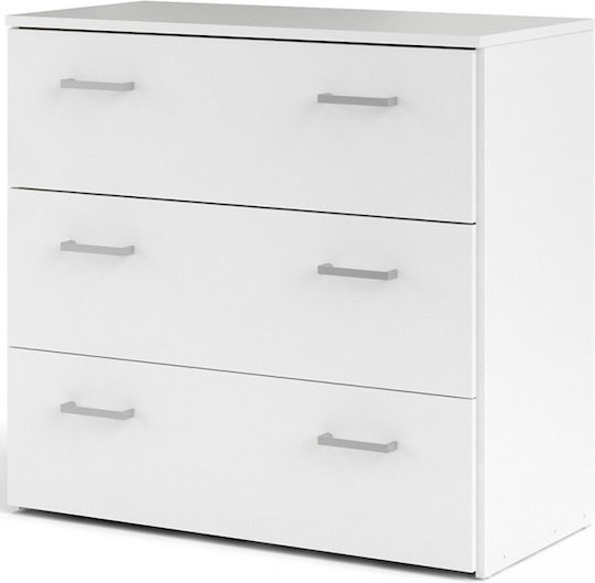 Space Wooden Chest of Drawers with 3 Drawers White 74.1x35.95x69.9cm