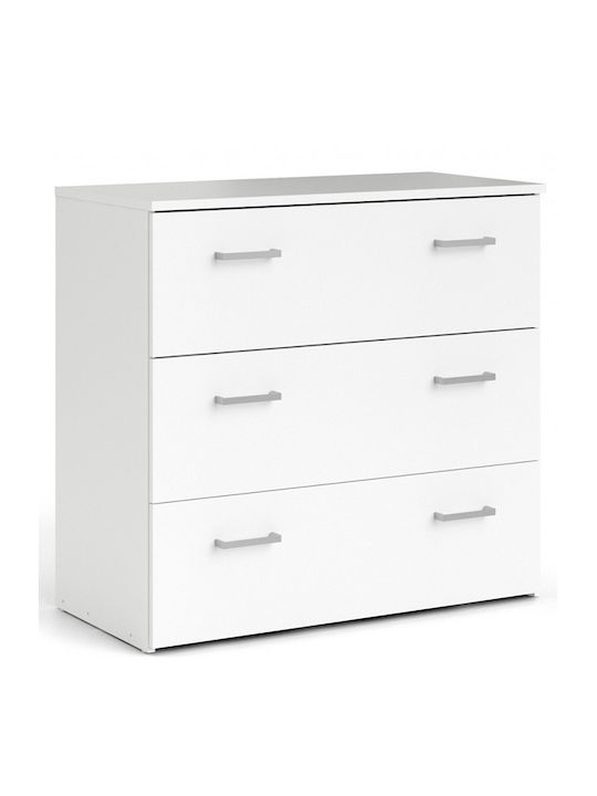 Space Wooden Chest of Drawers with 3 Drawers White 74.1x35.95x69.9cm