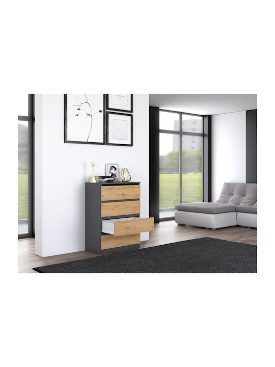 Kommode Schlafzimmer Holz M4 mit 4 Schubladen Antracyt 70x40x97cm