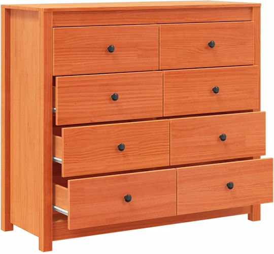 Chest of Drawers of Solid Wood Coffee 100x40x90cm