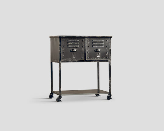 Metallic Chest of Drawers with 2 Drawers Brown 65x43x75cm