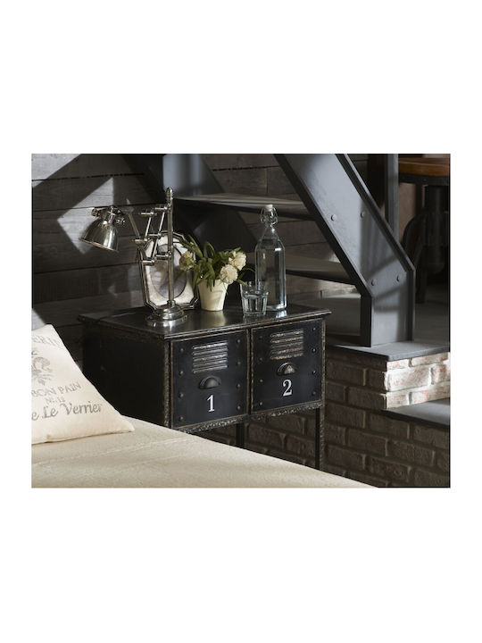 Metallic Chest of Drawers with 2 Drawers Brown 65x43x75cm