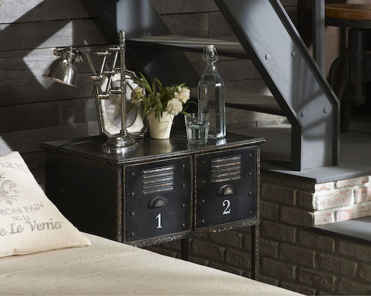 Metallic Chest of Drawers with 2 Drawers Brown 65x43x75cm