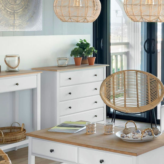 Bedroom Chest of Drawers Wooden Komoda Solen With 4 Drawers White 80x40x85.5cm