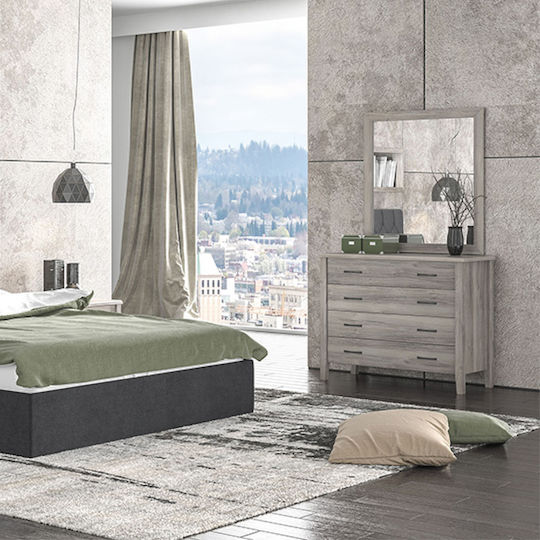 Comodă Dormitor Din Lemn Nr 1 Cu 4 Sertare Cenușă 100x45x82 cm