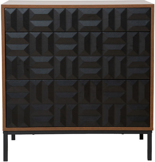 Συρταριέρα Κρεβατοκάμαρας Zuma Walnut Black 75.5x40x75.5cm