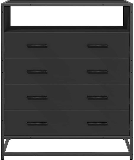 Wooden Chest of Drawers Black 70x41x70cm