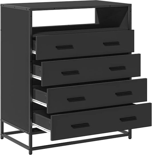 Wooden Chest of Drawers Black 70x41x70cm
