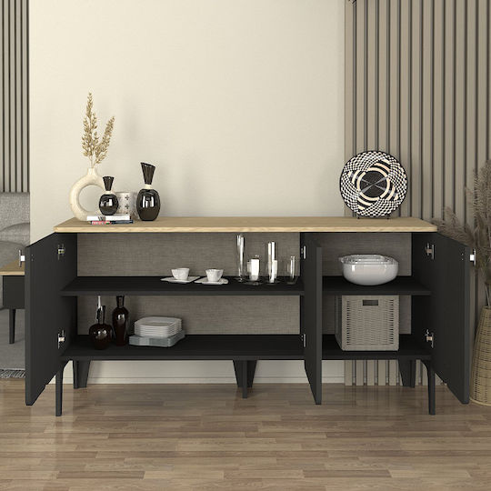 Μπουφές Pedro Ξύλινος Ανθρακί - Rota Oak 150x45x75cm Μπουφές Pedro Ξύλινος Ανθρακί - Rota Oak 150x45x75cm