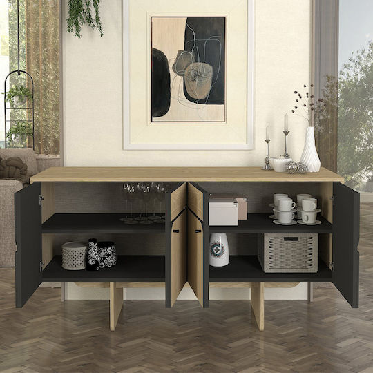 Μπουφές Lava Ξύλινος Rota Oak - Ανθρακί 150x44.6x76cm Μπουφές Lava Ξύλινος Rota Oak - Ανθρακί 150x44.6x76cm