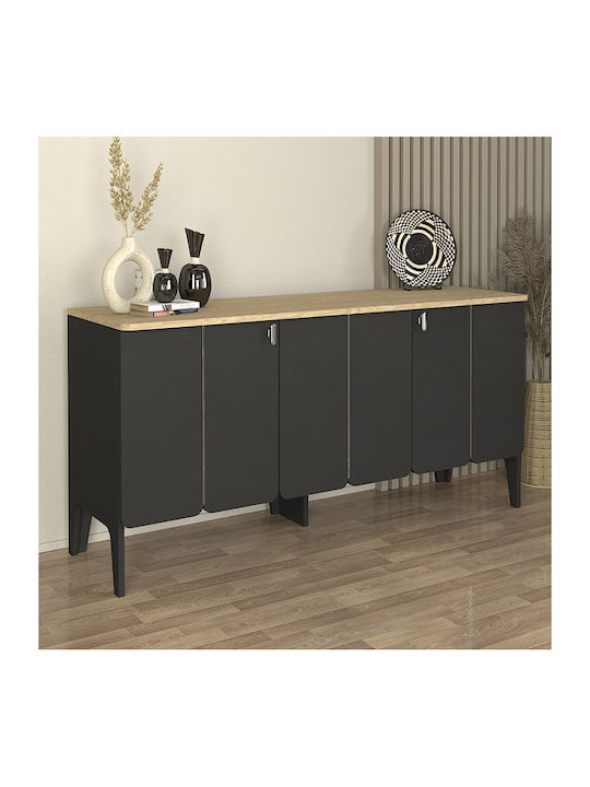 Μπουφές Pedro Ανθρακί - Rota Oak 150x45x75cm