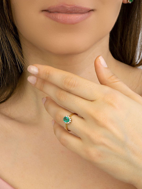 Kiriakos Gofas Set with Earrings & Ring from Gold 18K with Stones