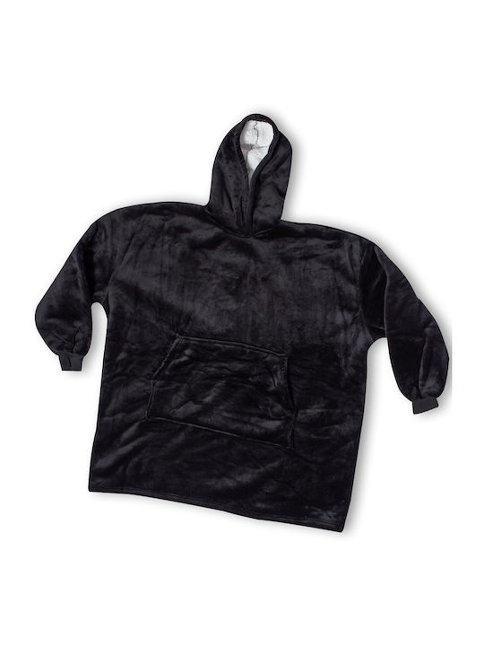 Silk Fashion Κουβέρτα Sherpa με Μανίκια Black