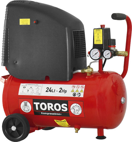 Toros Cu o singură fază Compresor de aer 90dB cu Putere 2hp și Rezervor de aer 24lt 40148