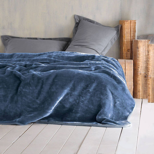 Rythmos Velvet Blanket Single 160x220cm Blue