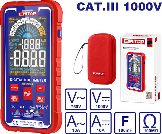 Emtop Digitales Multimeter mit AC / DC / Widerstandsmessung EDMR175015